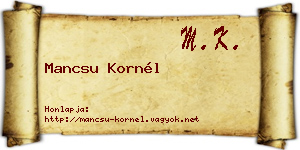 Mancsu Kornél névjegykártya