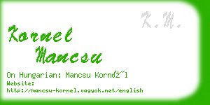kornel mancsu business card